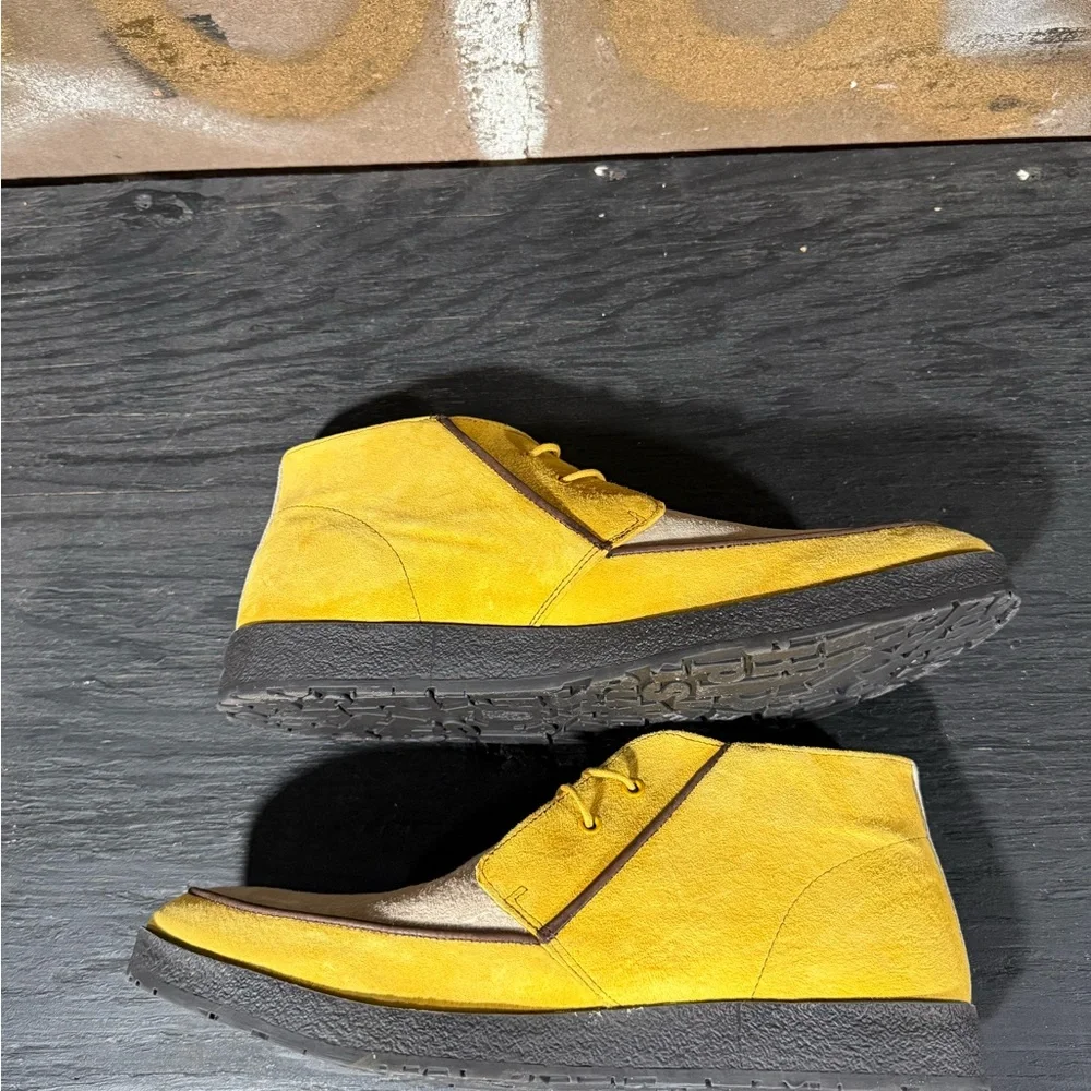Hush Puppies Suede Shoes Yellow Black Mens Size 12 NWOB - Picture 8 of 10